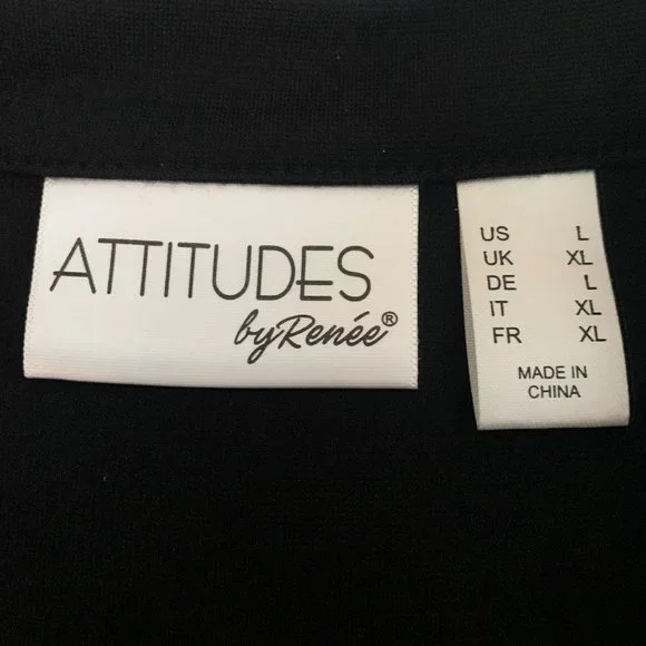 New Attitudes by Renee Gray And Black Zippered Jacket Size Large - Picture 5 of 13